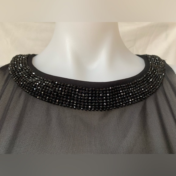 Maje black illusion neckline dress with rhinestones, size 1 (XS-S) - Picture 5 of 8